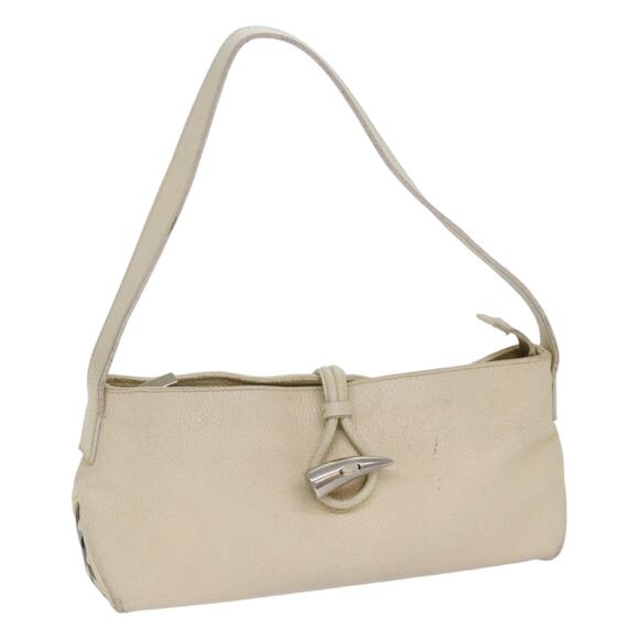 Burberry Shoulder Bag Leather Cream Silver - Picture 1 of 16